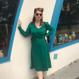 Green Vneck dress